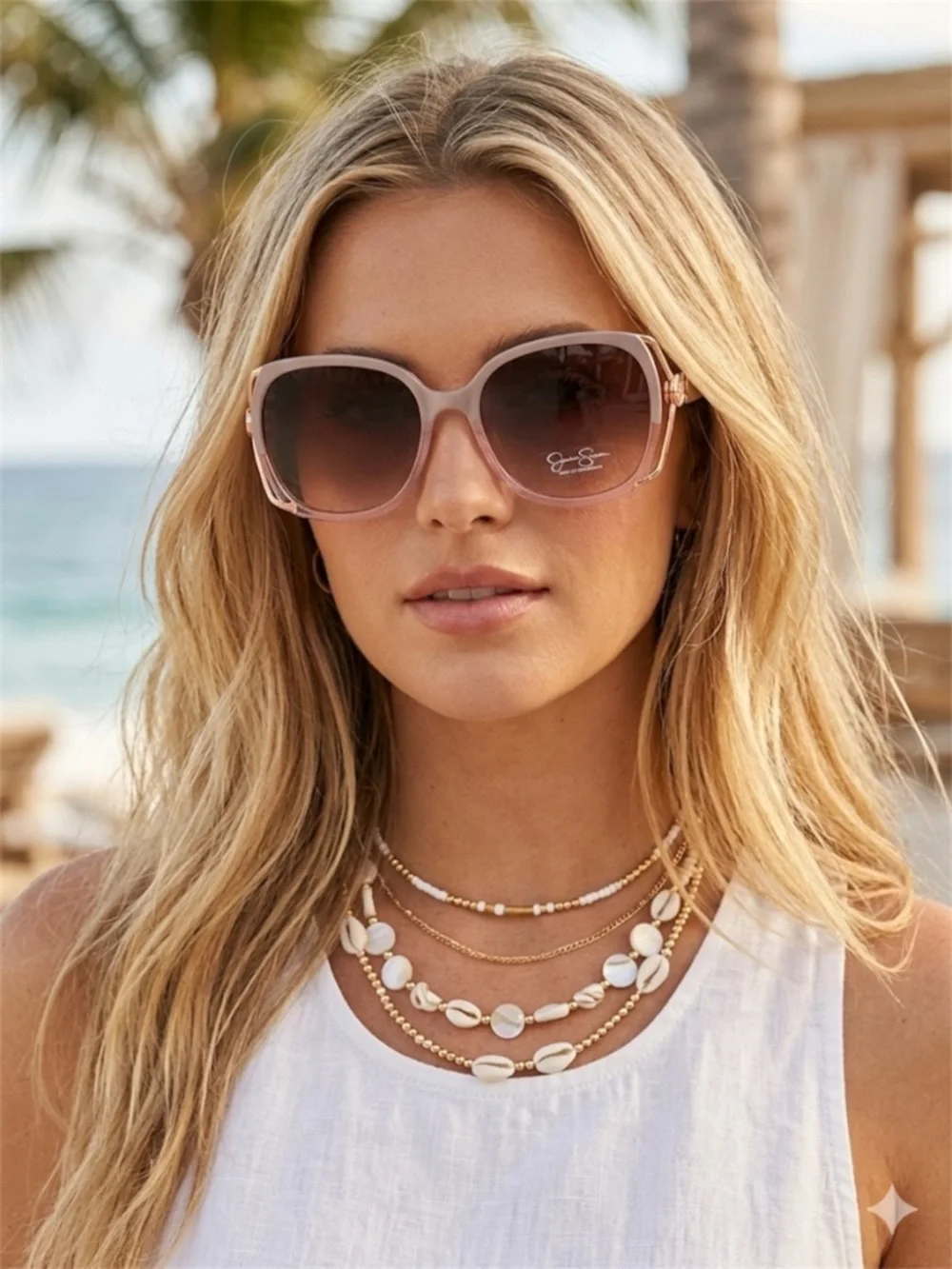 NWOT Jessica Simpson Glam Oversized Rose Fade Metal Vent Sunglasses J5686 RSF - Picture 4 of 13